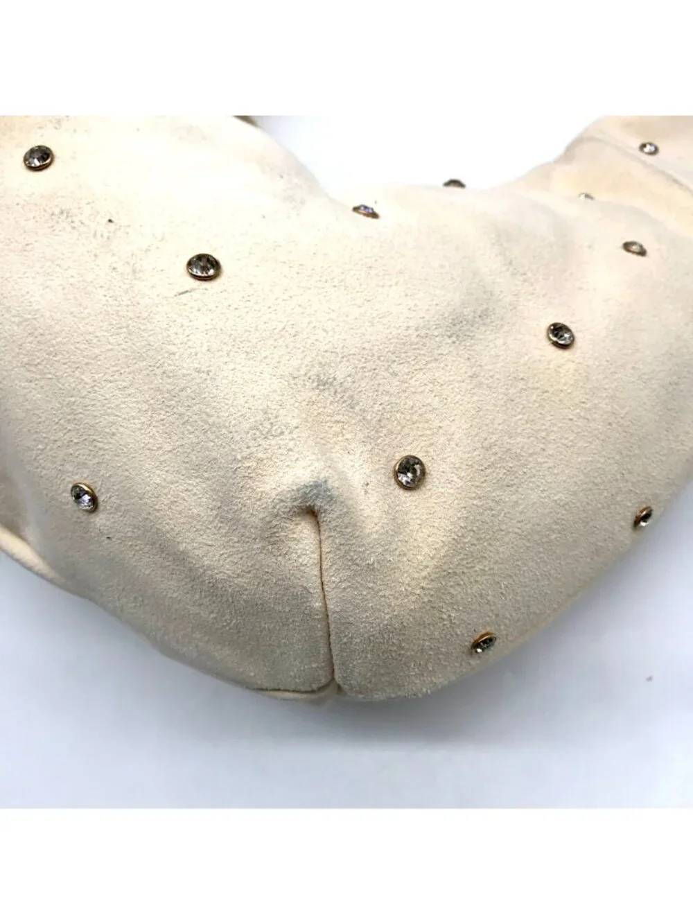 Sam Edelman Ivory Suede Faren Rhinestone Hobo Bag